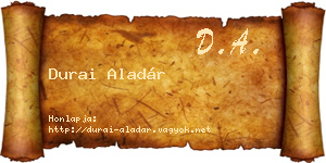 Durai Aladár névjegykártya
